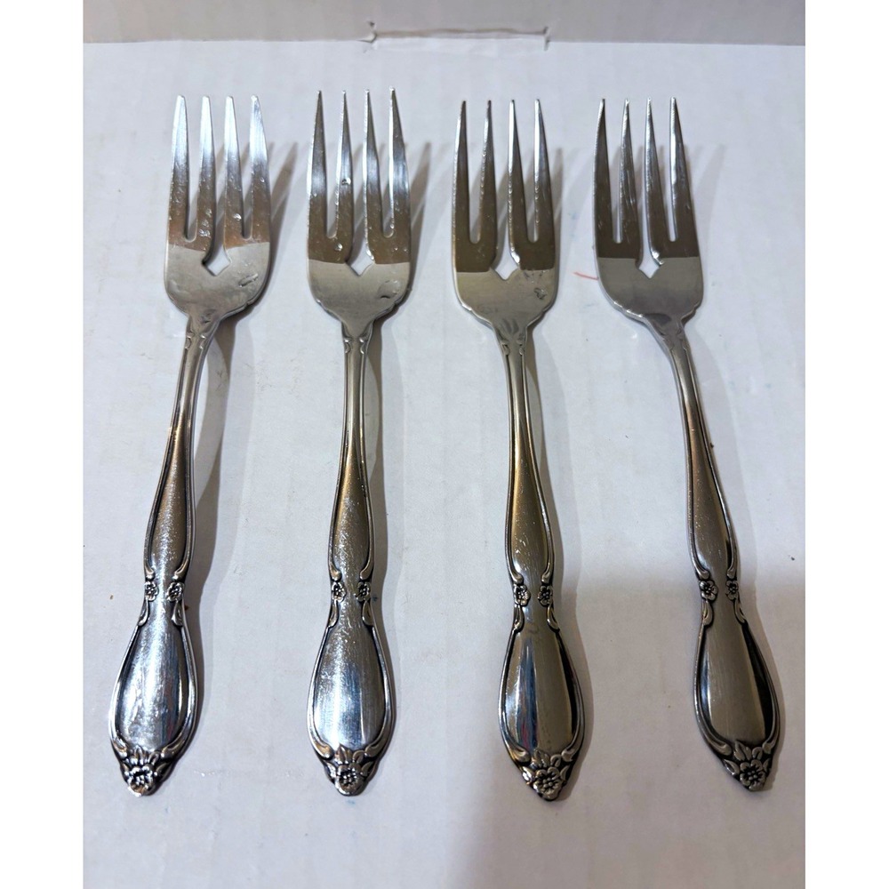 Set of 4 Vintage Oneida Community CHATELAINE Stainless Salad Dessert Forks